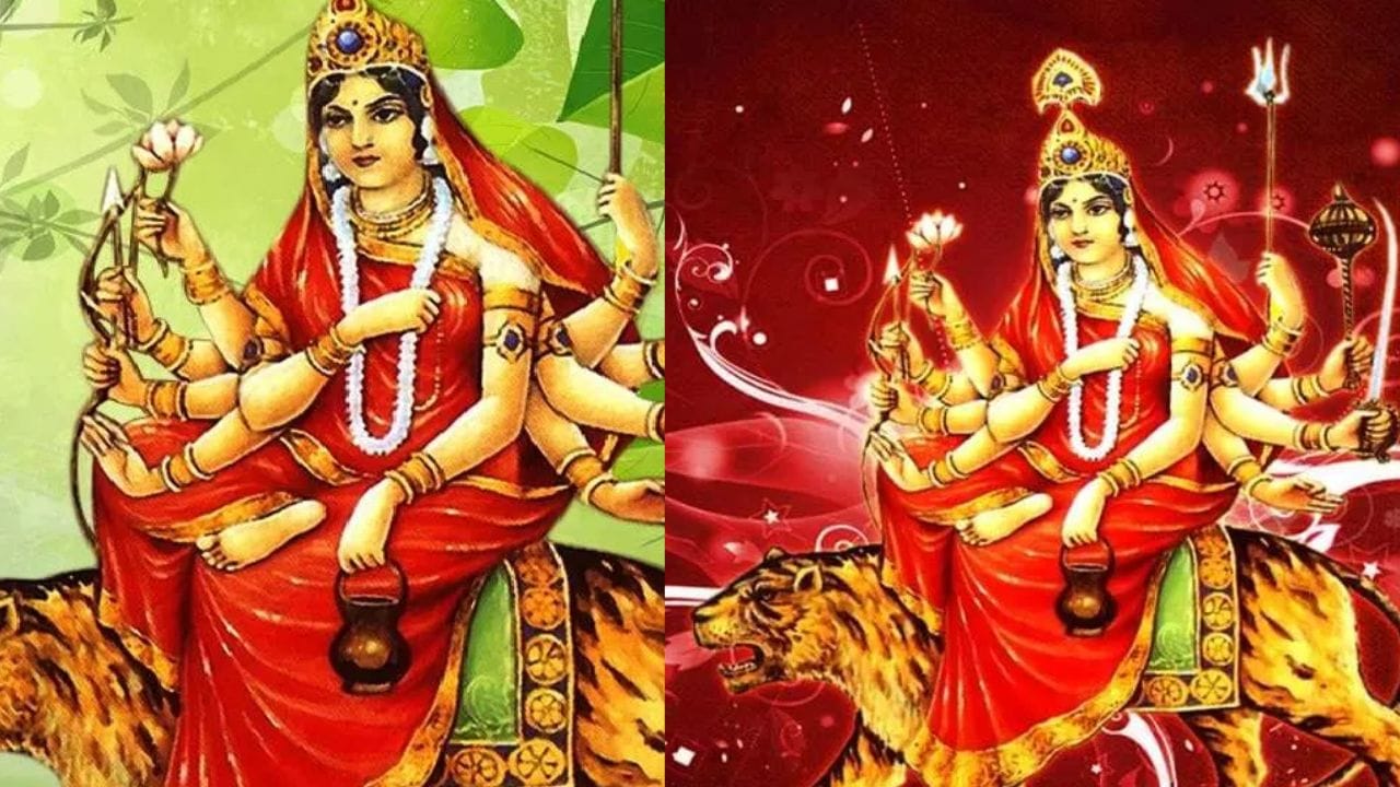 അഭിനിവേശം, ചൈതന്യം, ധൈര്യം എന്നിവയാണ് ചുവന്ന നിറം പ്രതിനിധീകരിക്കുന്നത്.ചന്ദ്രഘണ്ടയ്ക്ക് സമർപ്പിച്ചിരിക്കുന്ന പ്രധാന മന്ത്രം ഇതാണ്: ദേവീ ചന്ദ്രഘണ്ടായൈ നമഃ॥ ഓം ദേവി ചന്ദ്രഘണ്ഡായൈ നമഃ.രാവിലെയോ വൈകുന്നേരമോ പൂജയ്ക്കിടെ ഈ മന്ത്രം ജപിക്കാവുന്നതാണ്. മാത്രമല്ല പതിവായിട്ട് മന്ത്രം ജപിക്കുന്നവർ ആണെങ്കിൽ 108 തവണ ഈ മന്ത്രം ജപിക്കാം.
