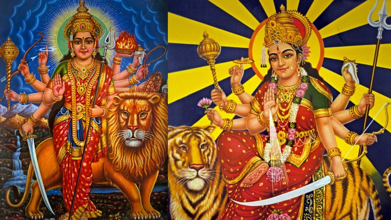 തിന്മയുടെ മേൽ നന്മ വിജയം നേടിയ നവരാത്രിയുടെ മൂന്നാം ദിവസമാണ് ഇന്ന്. ഇന്ന് ദേവിയുടെ മൂന്നാം ഭാവമായ ചന്ദ്രഘണ്ടയെയാണ് ആരാധിക്കുന്നത്. നെറ്റിയിൽ ചന്ദ്രക്കലയുടെ രൂപത്തിലുള്ള മണി ധരിച്ചിരിക്കുന്നതിനാലാണ് ദേവിക്ക് ഈ പേര് ലഭിച്ചത്. ശക്തിയുടെയും ധൈര്യത്തിന്റെയും പ്രതീകമായാണ് ചന്ദ്രഘണ്ട ദേവിയെ കണക്കാക്കുന്നത്.(IMAGE CREDIT SOURCE: TV9 NETWORK)