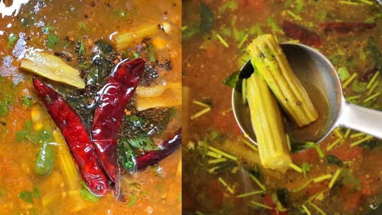 ഇനി താളിക്കാനായി ഒരു ചെറിയ പാനിൽ അല്പം നെയ്യോ വെളിച്ചെണ്ണയോ ചൂടാക്കി കടുക്, വറ്റൽ മുളക്, കറിവേപ്പില എന്നിവ പൊട്ടിച്ചെടുക്കുക ഈ വറുത്തു വെച്ച കൂട്ടിലേക്ക് പൊടിയായി അരിഞ്ഞ മല്ലിയിലയും കൂടി ചേർത്ത് തയ്യാറാക്കി വച്ചിരിക്കുന്ന രസത്തിലേക്ക് താളിക്കുക. രുചികരവും ആരോഗ്യകരവുമായ മുരിങ്ങാക്കോൽ രസം തയ്യാറായി.