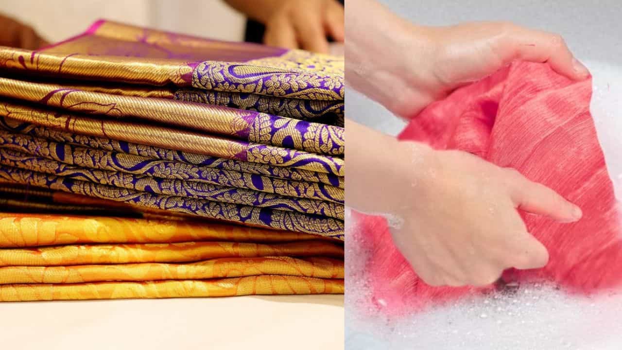 Silk Saree Care: പട്ടുസാരി കഴുകുമ്പോൾ വെള്ളത്തിൽ ഈ ഒരു ചേരുവ ചേർക്കൂ; തിളക്കവും പുതുമയും മായില്ല Silk Saree Care: പട്ടുസാരി കഴുകുമ്പോൾ വെള്ളത്തിൽ ഈ ഒരു ചേരുവ ചേർക്കൂ; തിളക്കവും പുതുമയും മായില്ല